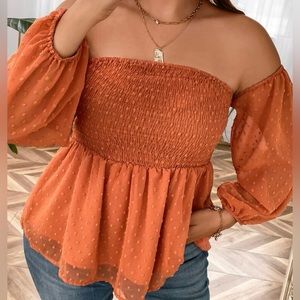 Orange off the shoulders blouse